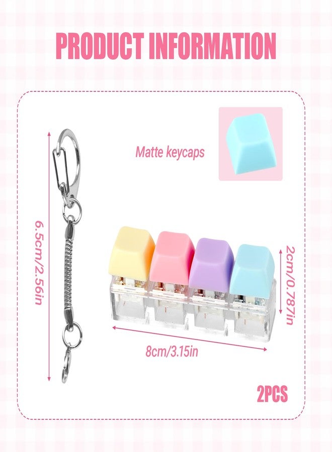 PKRFCJ 2 Pcs Keyboard Fidget, 4-Key Keyboard Fidget Clicker for Adults, Macaron Color, Relieve Stress and Anxiety, Keychain Accessories, Easy to Carry, Creative Gifts for Family and Friends - Image 2